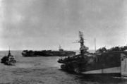 Северные конвои. Эскортирование поврежденного торпедой 22.08.1944 в Северной Атлантике авианосца «Набоб» авианосцем «Трумпетер» Из фондов МИНО 