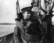 На мостике подводной лодки С-56. Полярный, 1944
