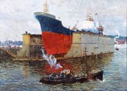 «В плавучем доке». Х. м., 85х120. 1970 МОХМ 