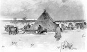 Самоедская кочевка в тундре. Рисунок Из кн.: Энгельгардт А. П. Русский Север. Путевые записки 