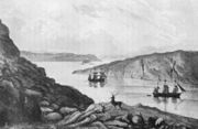 Екатерининская Гавань, вид с материка Из кн.: Энгельгардт А. П. Русский Север. Путевые записки 