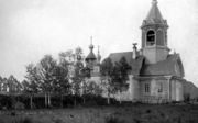 Сретенская церковь Верхнего Трифонов Печенгского монастыря. Луостари. 1920-е гг. У церкви находилась могила Преподобного (ныне утрачена)