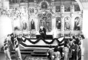 Церковь Рождества Христова. Фото 1938 г. В 1920-1930-х гг. использовалась как лютеранский приход. В 1921 интерьер был отчасти заменён Petsamo-Seuran kok. 