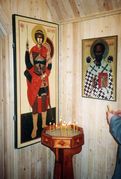 Иконы Георгия Победоносца (пешего) и Николая Чудотворца в часовне св. мч. Георгия Победоносца, расположенной на территории гарнизона Архив ПЦД 
