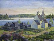 Свято-Никольский храм в селе Ковда. 1994 г. Худ. А. Юшков. МОД 